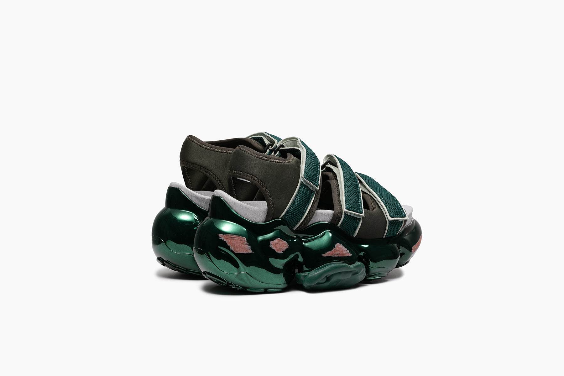 grounds MOOPIE CATERPILLAR SANDAL CHROME OLIVE GREEN / DARK GREEN CHROME
