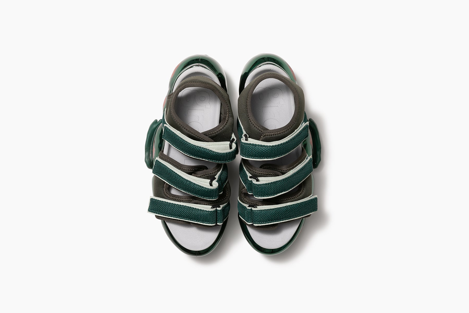 grounds MOOPIE CATERPILLAR SANDAL CHROME OLIVE GREEN / DARK GREEN CHROME