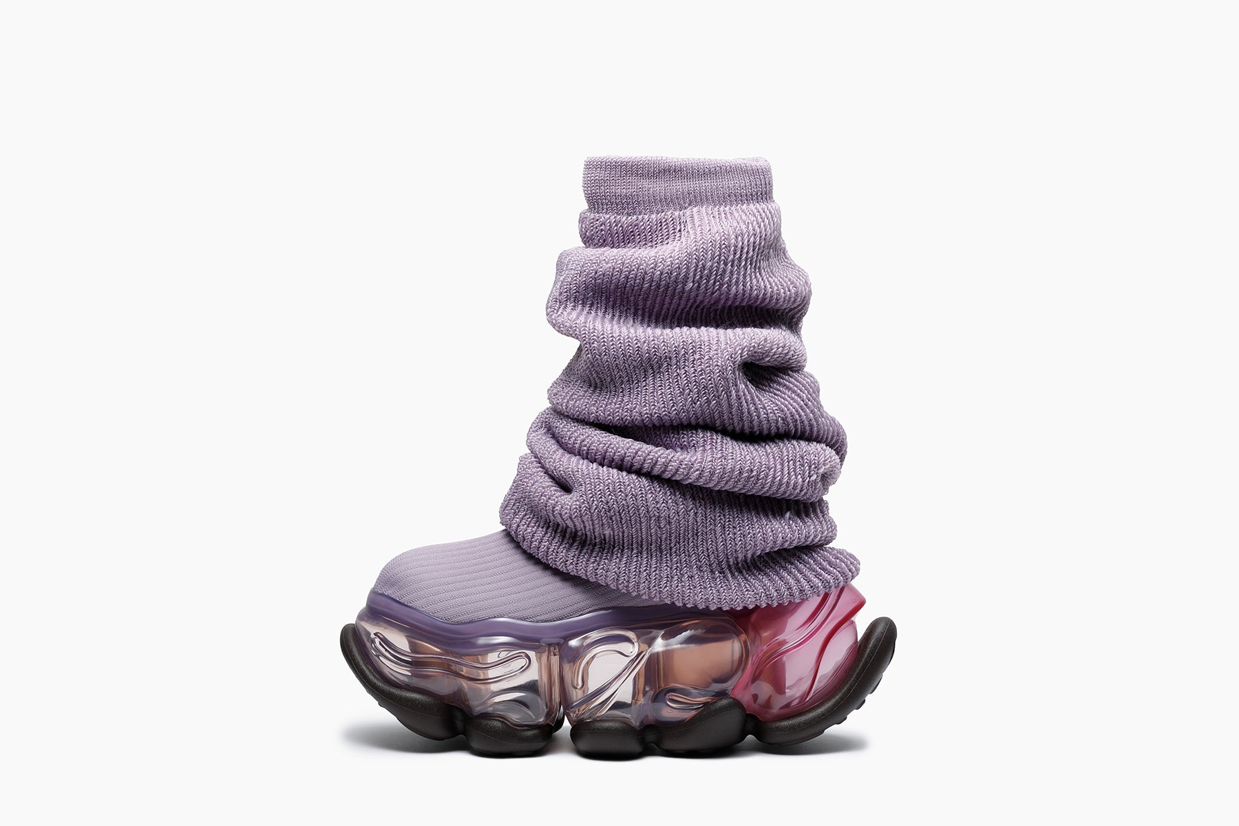 grounds SKYSCRAPER LOOSE SOCKS KNIT 紫 24 SKYSCRAPER LOOSE SOCKS KNIT - PURPLE / DIRTY PINK (スカイ